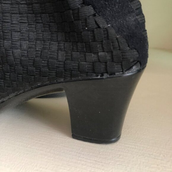 Woven Black Ankle Boots With Block Heel By White Mountain Women's Size 10 - Picture 10 of 10